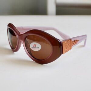 Dakota Smith VTG Y2K City Dream Pink Mauve Frost Oval Sunglasses 1972 53-18-135